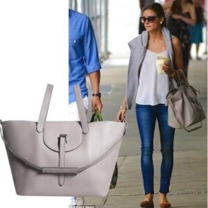 Meli Melo Thela Taupe Grey Leather Tote‎ Bag Medium EUC